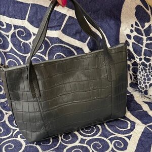 Hammitt Dark Gray Croc-Embossed East-West bag